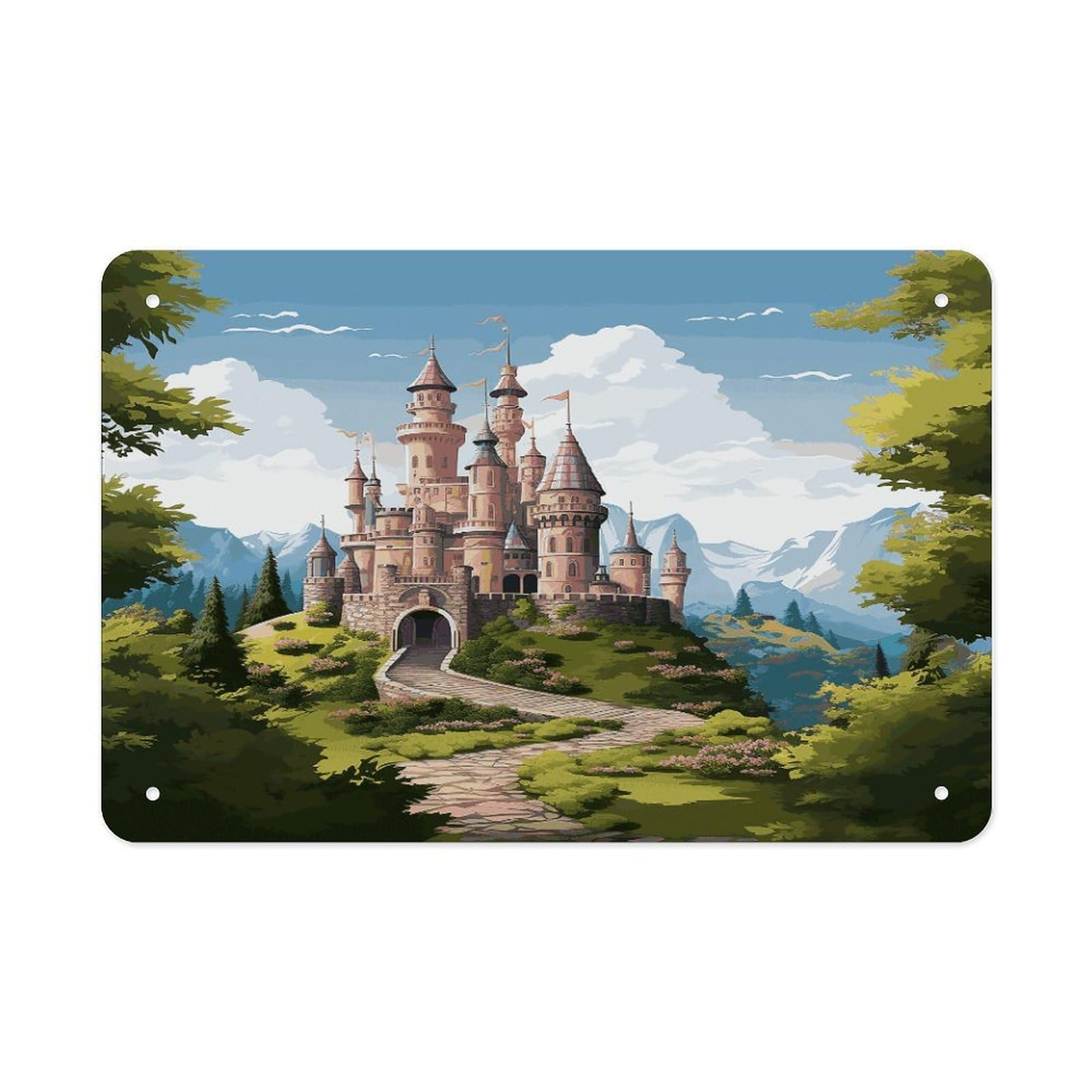 Fodpand Style Fairy Tale Castle Wall Art Metal Signs Tin Sign