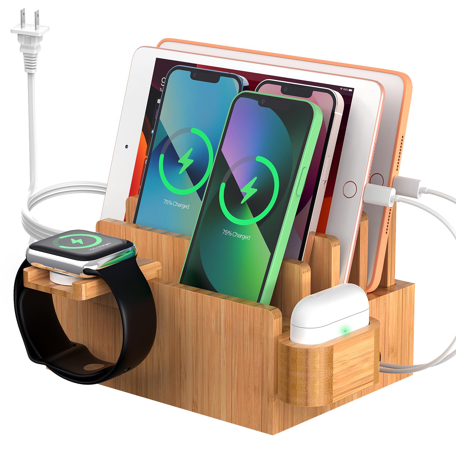 Amazon.com: Pezin & Hulin Bamboo Charging Station for Multiple