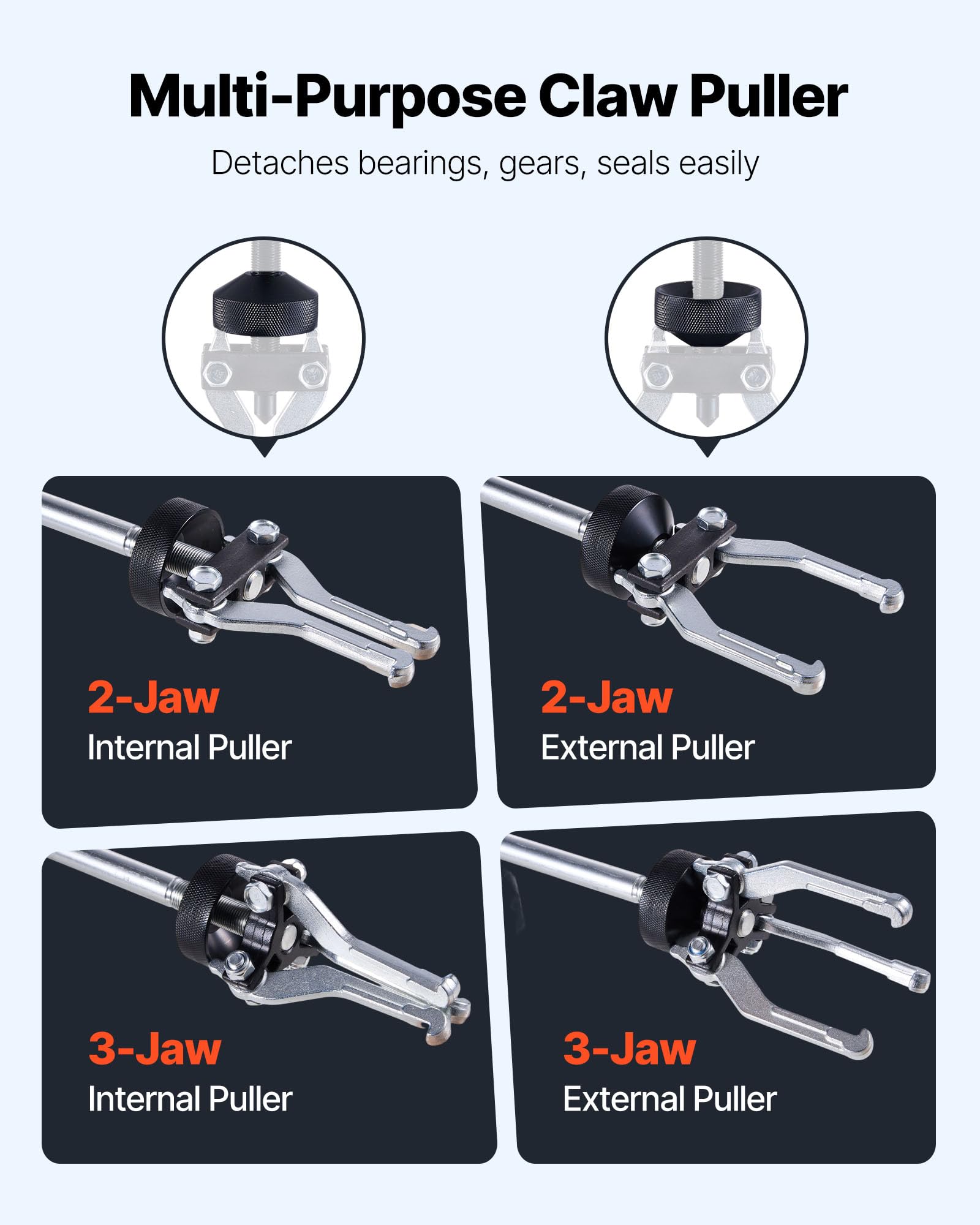 VEVOR Ensemble d'Extracteur à Inertie 9-en-1, Kit d'Extraction de Roulements de Moyeux de Roue Avant, d’Essieu Arrière et Débosseleur 15PCs, avec Coffret de Transport, pour Réparation Atelier Garage