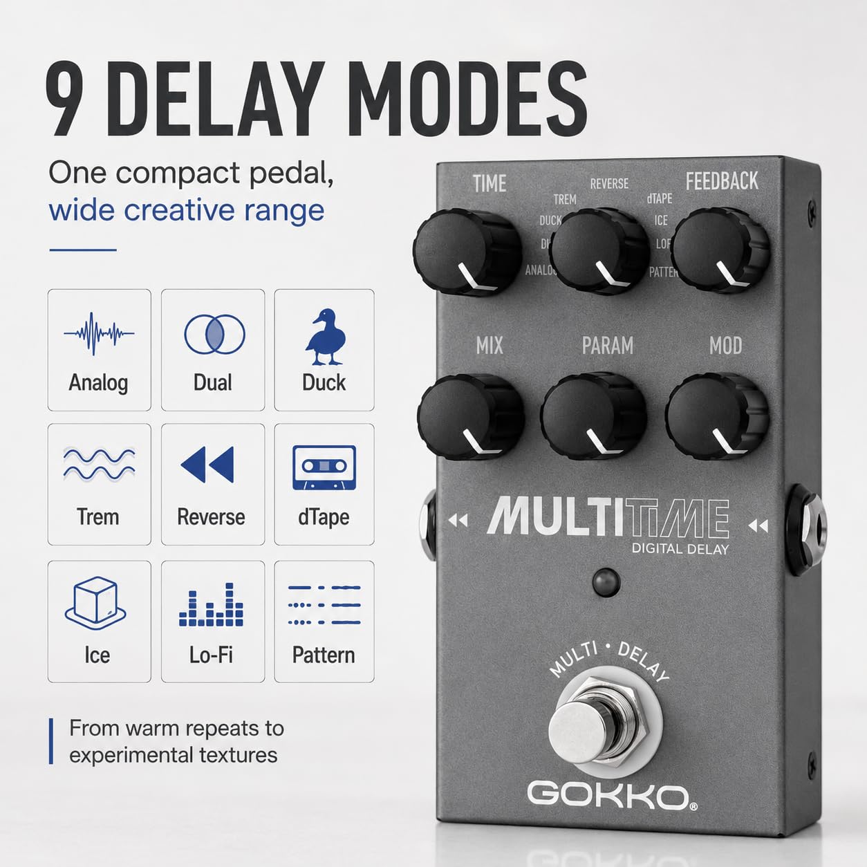 Amazon | GOKKO GK-72 MULTITIME デジタル・ディレイ・ギター・ペダル