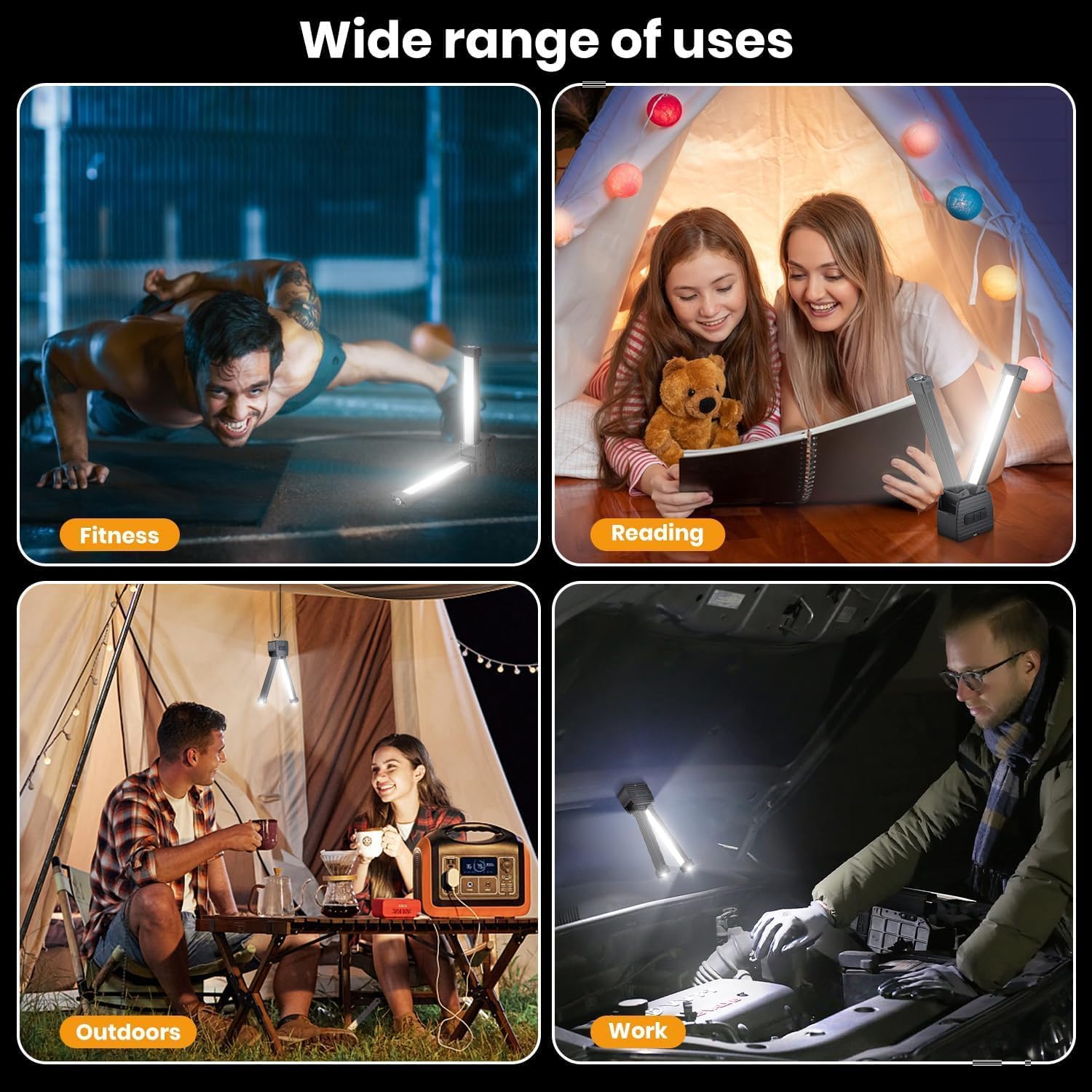 Magnetic Gym Lamp for Posing, Portable Magnet LED Flashlight with Hanging Hook, 7th Gear Dimming & 180 Degree Folding, Handheld USB Rechargeable Power Bank Camping Light (1 PCS) - Image 7