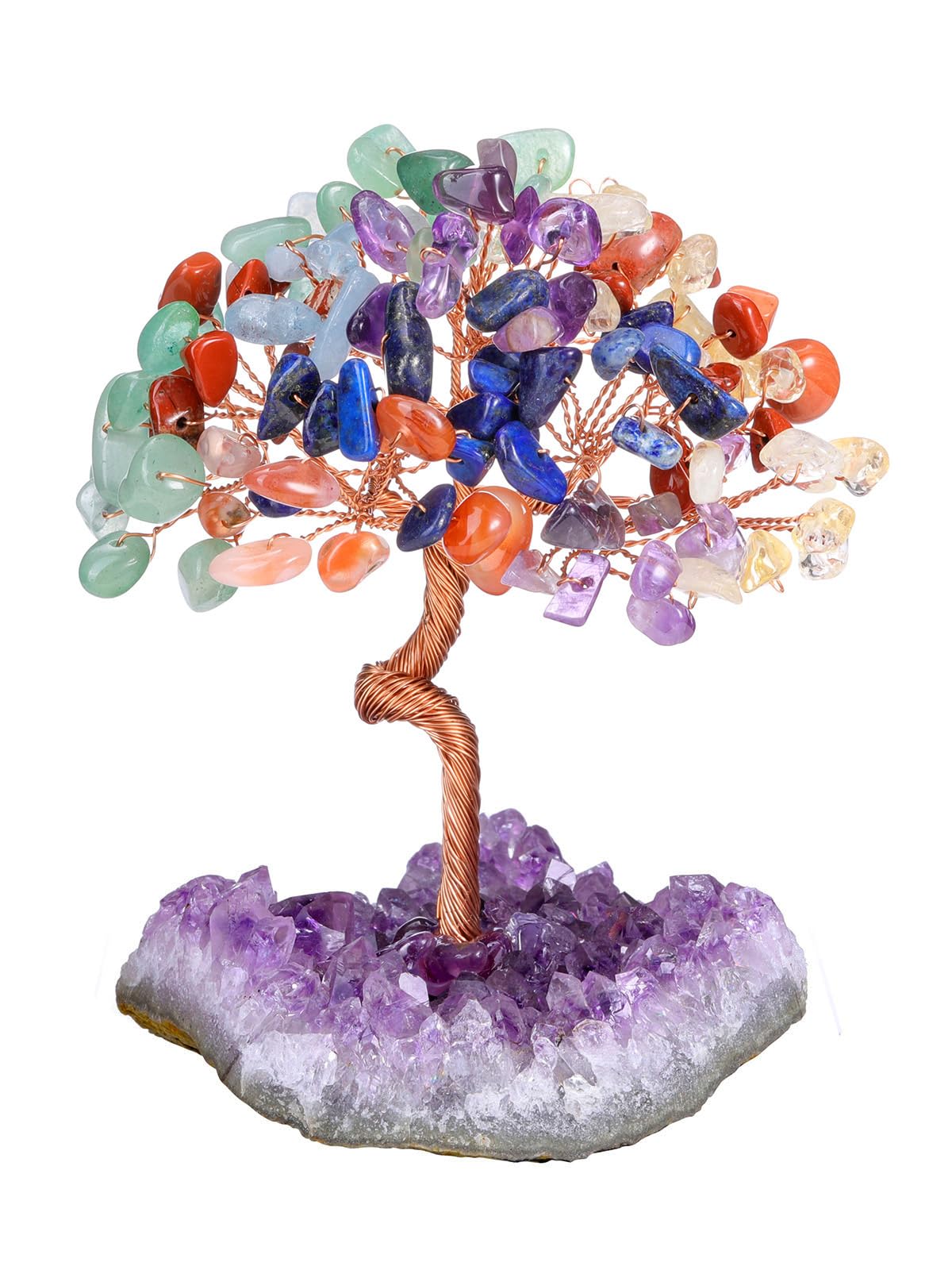 CrystalTears Chakra Crystal Tree - Handmade Wire Wrapped 7 Chakra Healing Gemstone Money Tree Life for Home Office Desk Decor, Positive Energy - Crystal Gifts for Women Mum Men Christmas