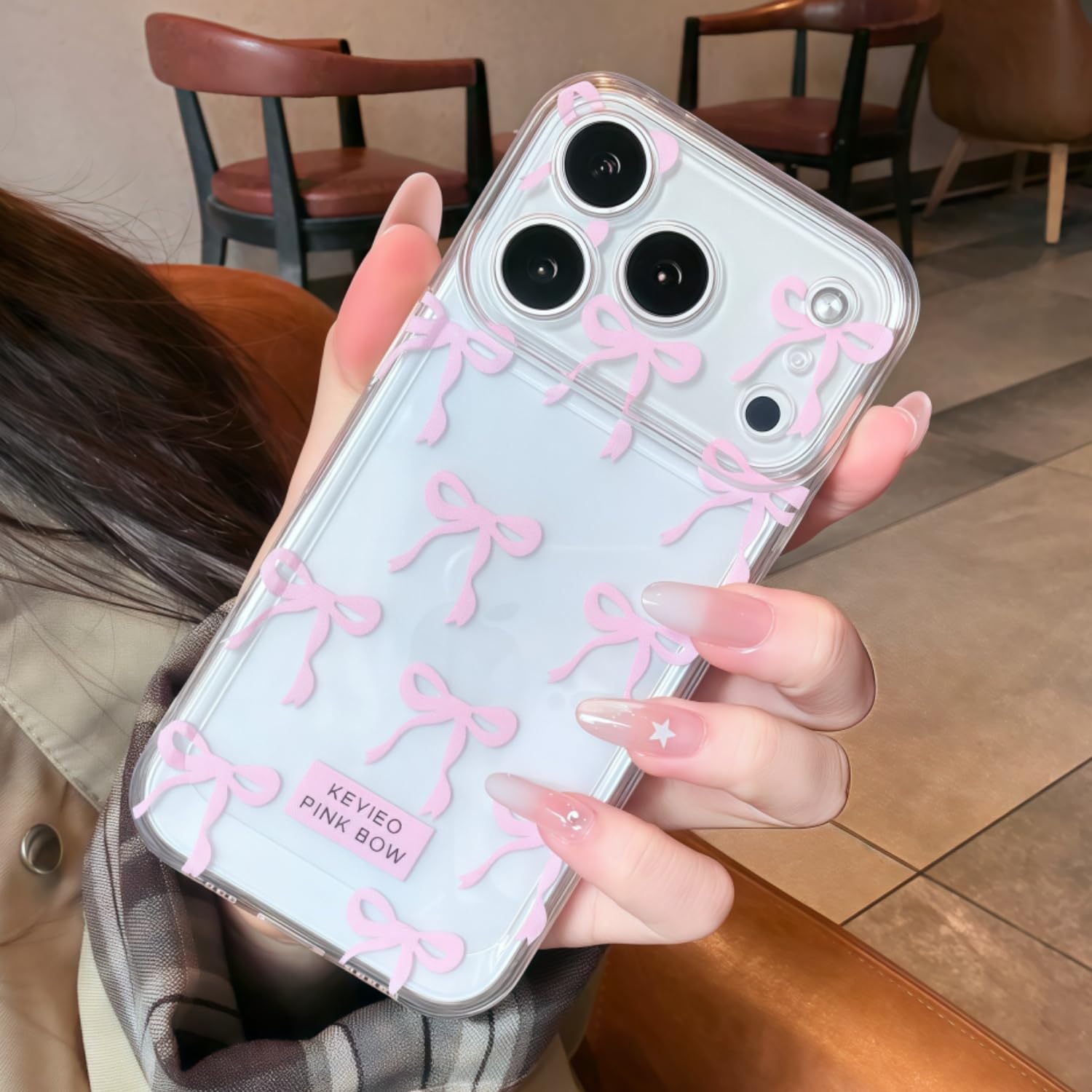 Amazon.co.jp: いphone17pro ケース 可愛い リボン クリア レンズ全面