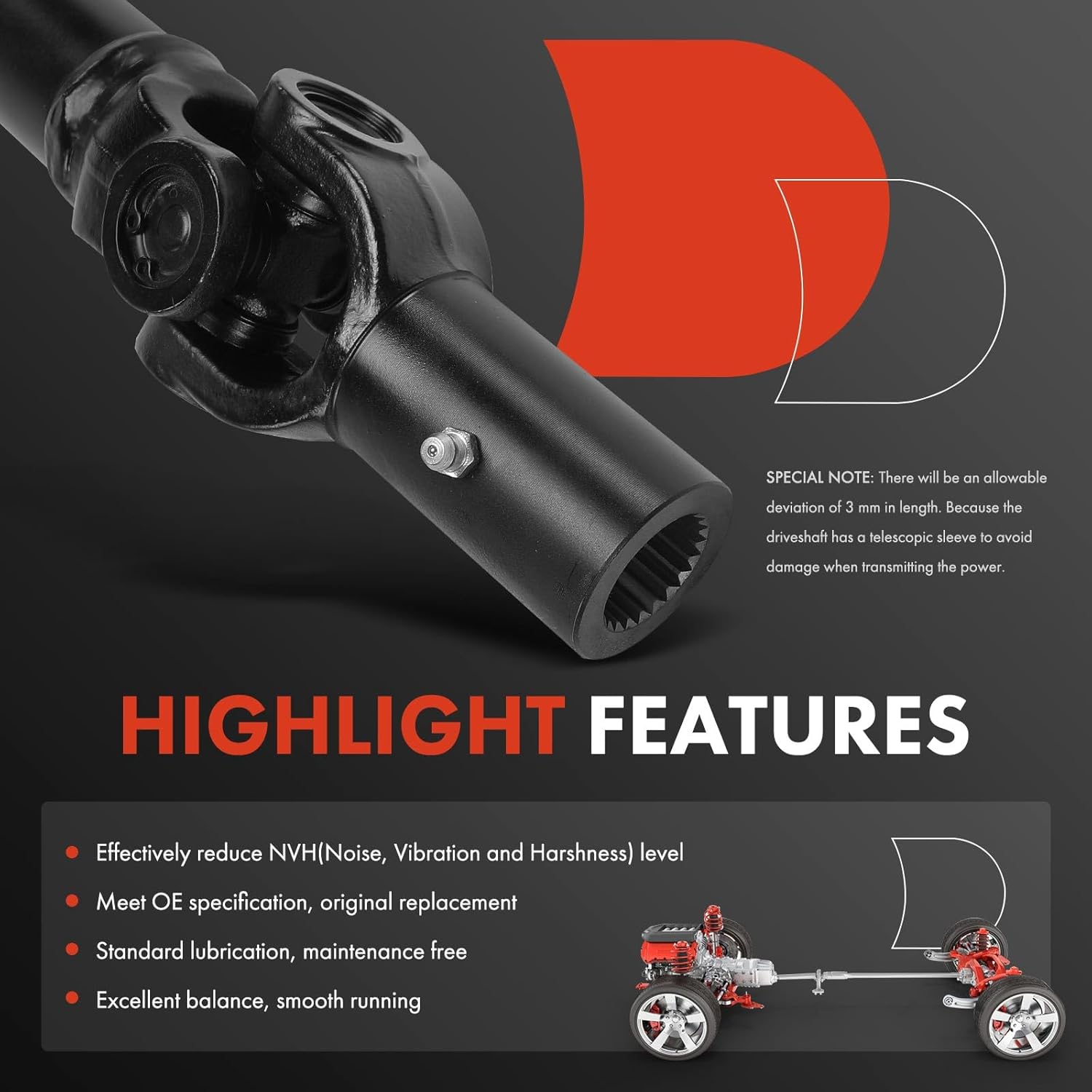 A-Premium Front Complete Drive Shaft Prop Shaft Driveshaft Assembly Compatible with Polaris Ranger 570 2014 2015 2016 2017