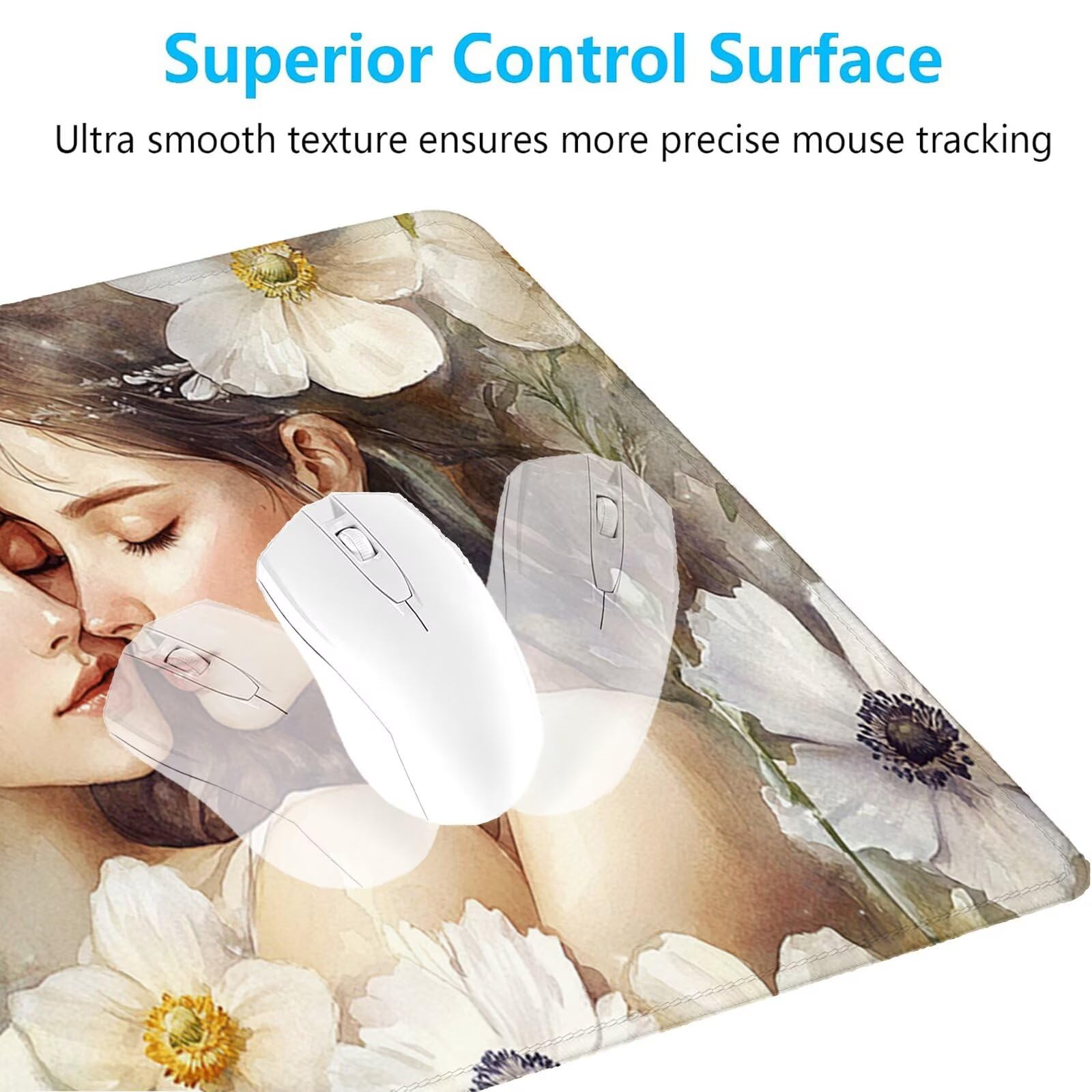 Tappetino Mouse Gaming XXL 1200x600x3mm,Tappetino Mouse Fiore Design con Bordi Cuciti,Ragazza Mouse Pad Gaming Accessori per Migliora Precisione e Velocità,Extended Keyboard Pad per Scrivania,o-1807