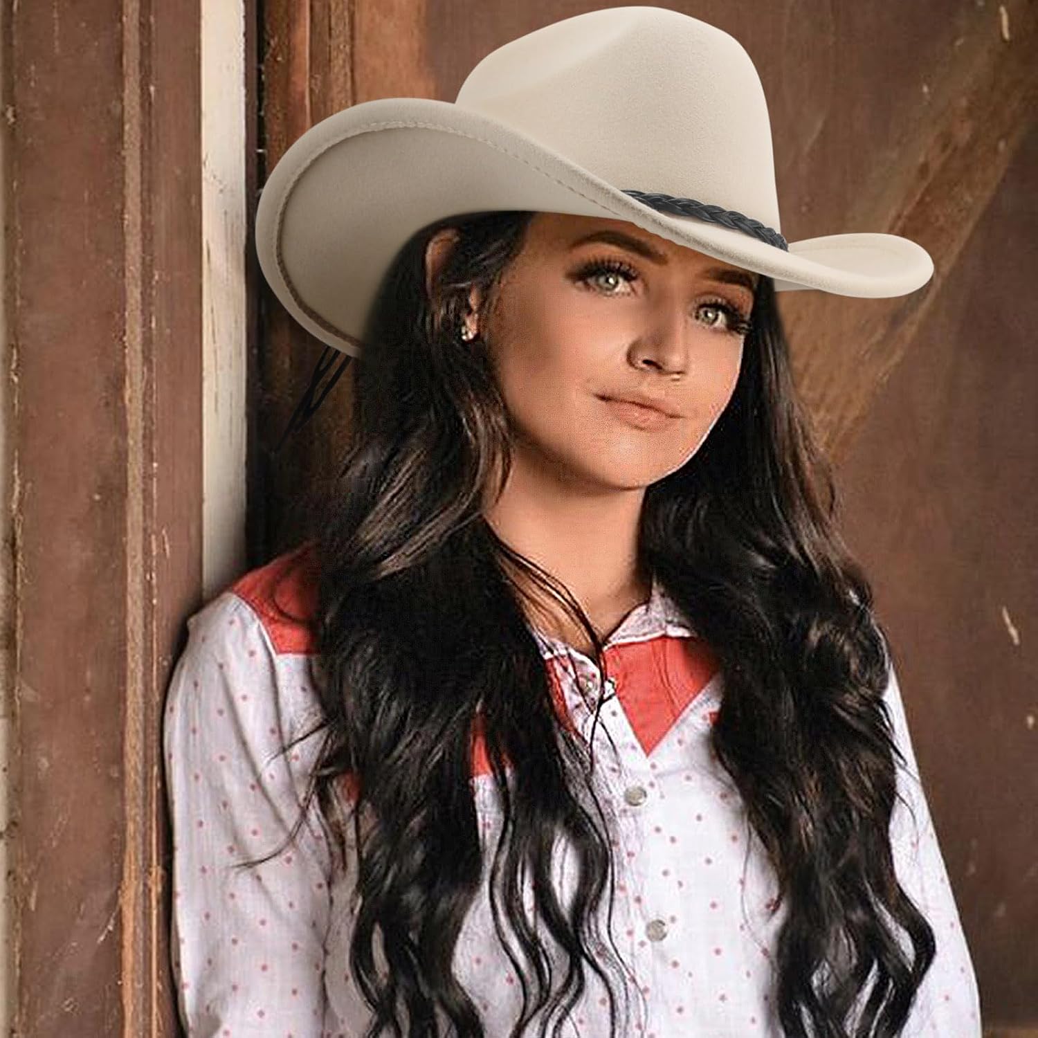 DRESHOW Western Cowboy Hat for Men Women Cowboy Cowgirl Hat Outdoor Wide Brim Retro Felt Fedora Hats Unisex Rolled up Caps - Image 2