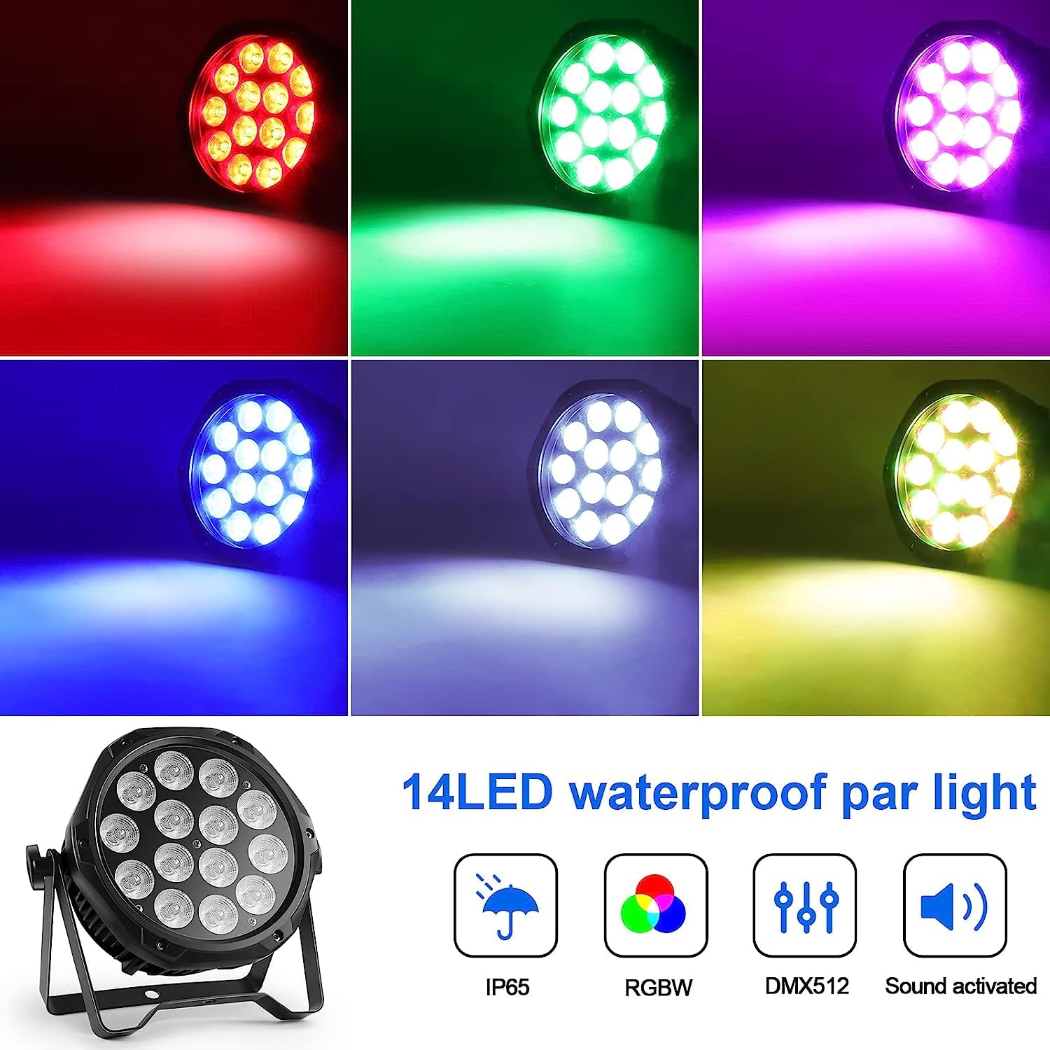 U`King 4PCS 70W LED Par Strahler IP65 Wasserdicht, RGBW Bühnenlicht Scheinwerfer Outdoor Bühnenbeleuchtung Ideal für Hochzeit Party Außenanwendungs Bühnenbeleuchtung