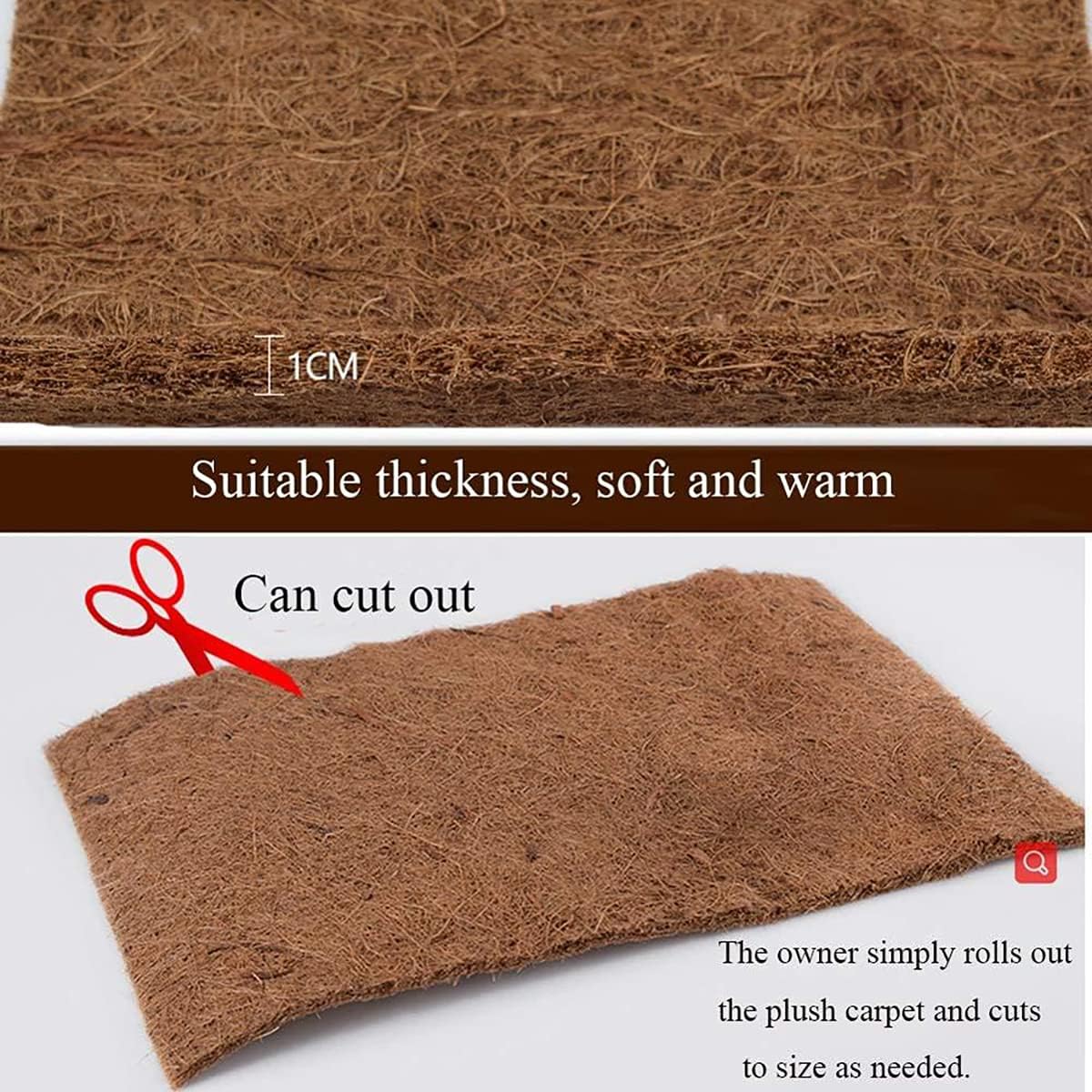 23.62x47.24 inch Reptile Carpet Natural Coconut Fiber Mat, Tortoise Carpet Mat for Pet Terrarium Liner, Coconut Fiber Reptile Bedding Supplies for Lizard Snake Chameleons Geckos
