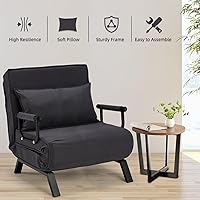 Vista 39 de Sillón convertible para cama, sillón tapizado de tres pliegues con almohada, sofá plegable de ocio con respaldo ajustable de 6 ángulos, cama