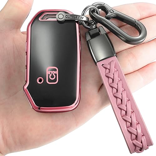 Kirsnda Funda para llavero Kia, con llavero, TPU suave para proteger la llave del coche, compatible con Cerato Ceed Forte NIRO Sorento Seltos Soul
