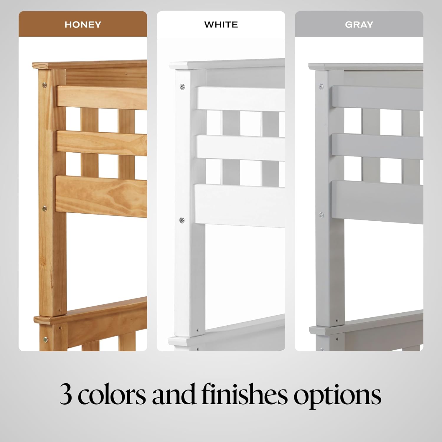 From the Tree Furniture Twin Over Twin Solid Wood Bunk Bed – Sturdy Frame with Ladder, Guardrails & Headboards, Easy Assembly – Grey Finish
