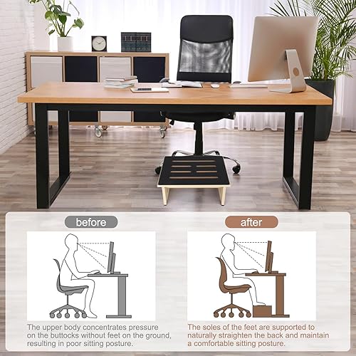 Miniatura 25 de Taburete de un solo paso para adultos mayores con superficie de goma antideslizante, taburete de madera resistente con escalones de cama de Marrón