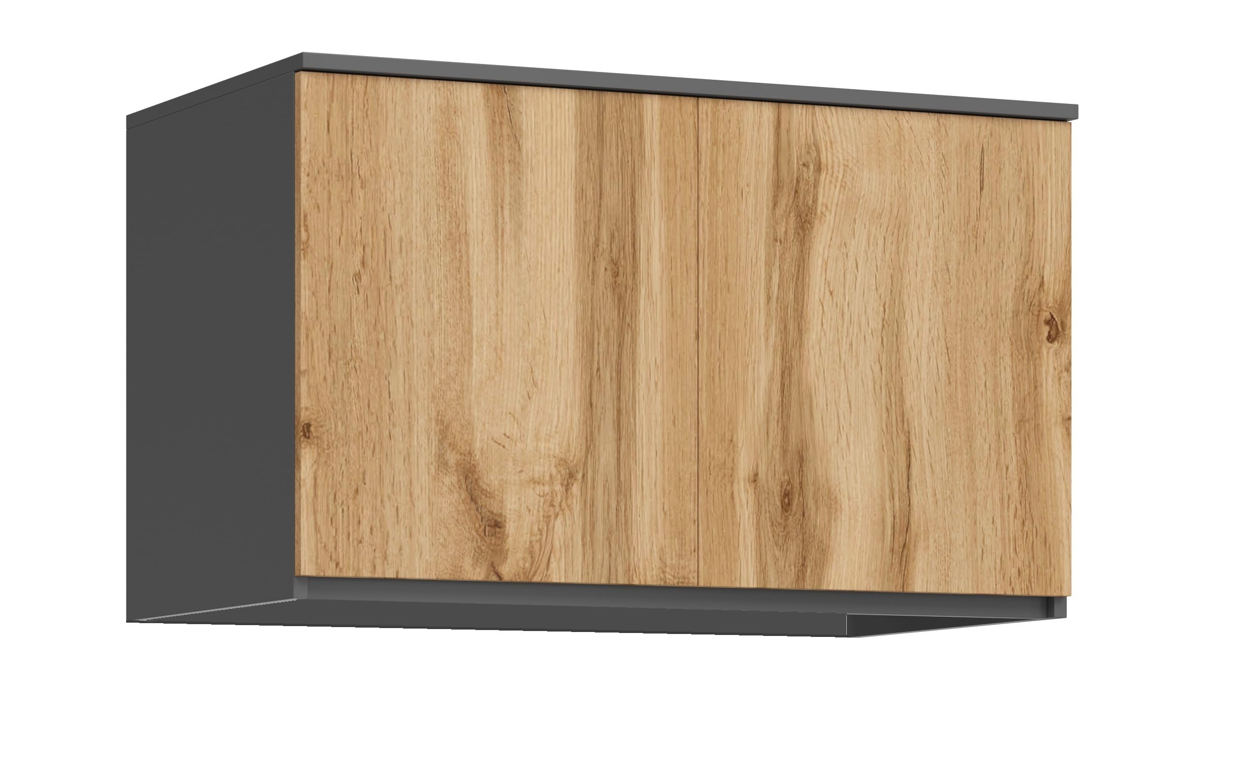 Großer Kleiderschrank, Schrank mit 4 Türen, 2 Schubladen, 6 Einlegeböden und Kleiderständer, Mehrzweckschrank, Garderobenschrank 235x90x50,5cm (Grafit/Eiche Wotan)