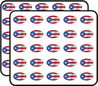 Puerto Rico Flag Oval Sticker for Scrapbooking, Calendars, Arts, Kids DIY Crafts, Album, Bullet Journals 50 Pack