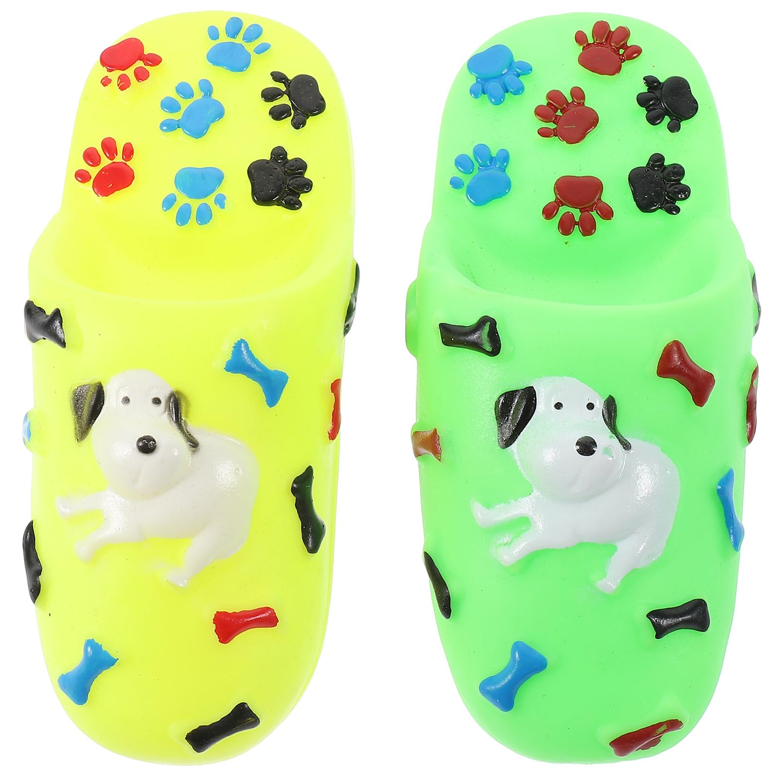 FRCOLOR Dog Teething Slippers Toy with Squeaky Sound Durable Rubber Chew Toy for Puppies and Small Dogs Interactive Pet Supplies for Teeth Cleaning and Play