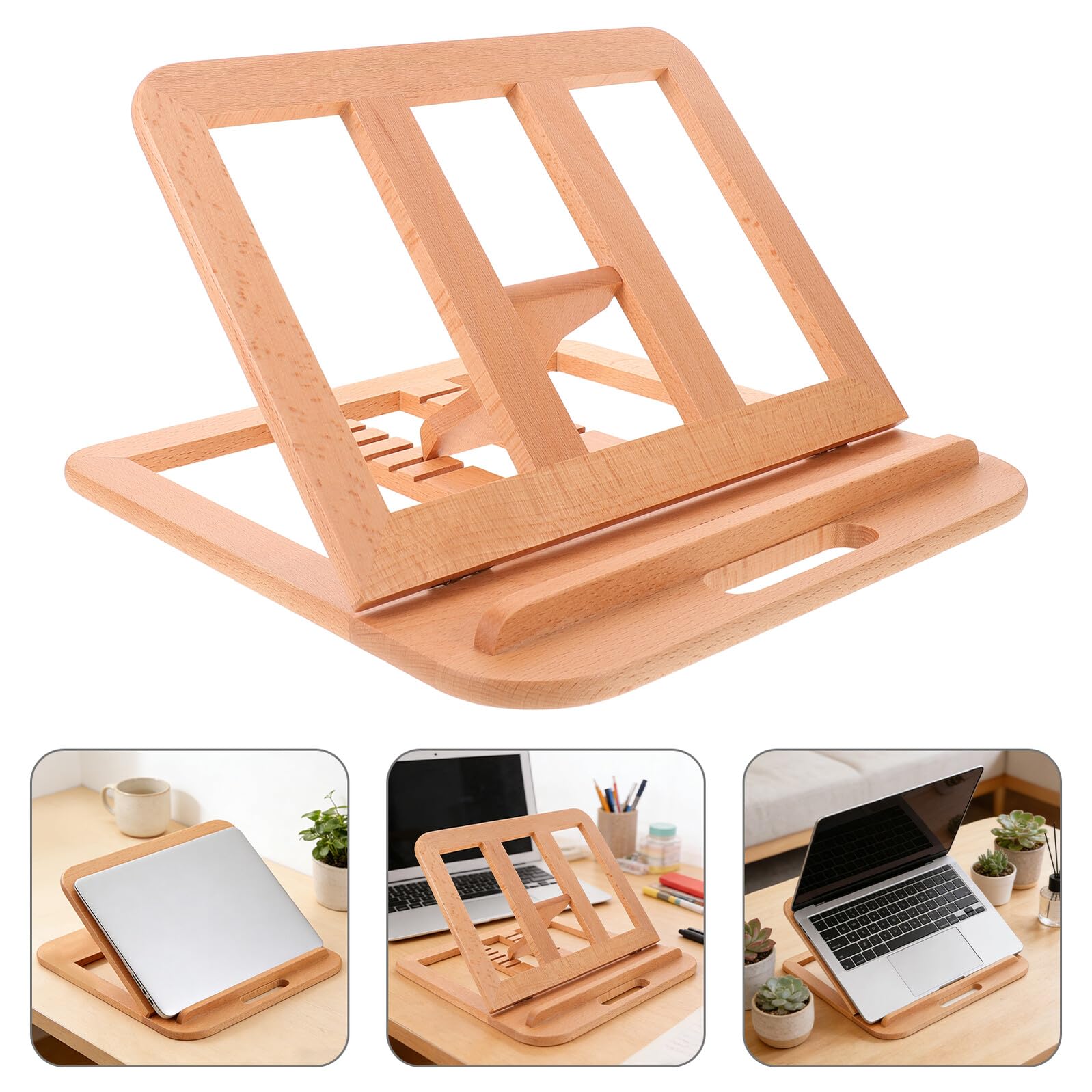 Supporto Regolabile per Laptop in Legno di Faggio con Raffreddamento Ventilato a 6 Livelli, Supporto da Scrivania Ergonomico Portatile per Laptop Fino a 16 Pollici, Adatto