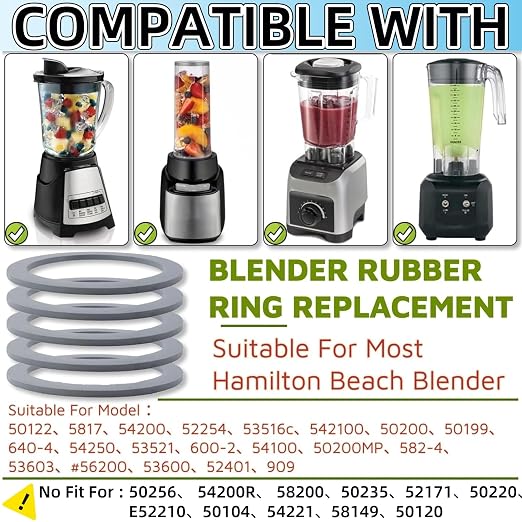 Set de 5 juntas de goma para licuadora, compatible con Hamilton Beach miniatura 3