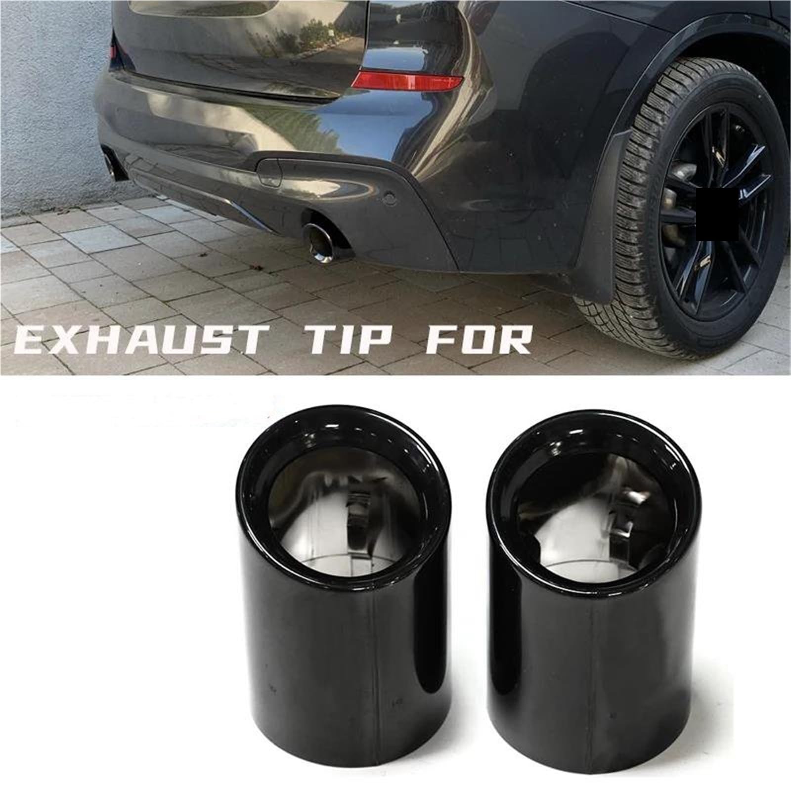 Dla BMW X3 G01 X4 G02 Końcówki Wydechu Tłumik Rura Wydechowa Ze Stali Nierdzewnej 2019 2020 2021 2022 Dysza Końcówka Wydechu Samochodowego(Nero)