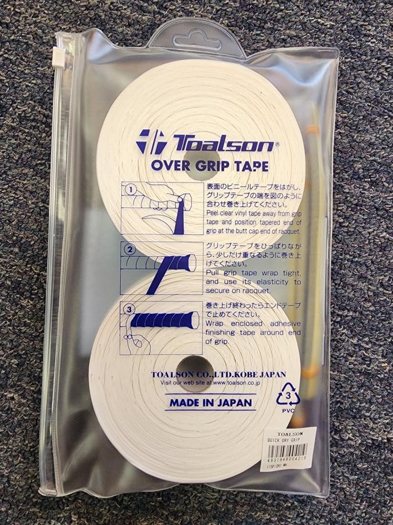 Toalson Quick Dry Grip Overgrip 30 Pack White Tennis Tacky Sweat Absorbant