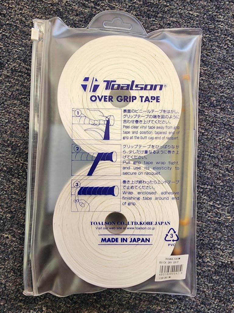 Toalson Quick Dry Grip Overgrip 30 Pack White Tennis Tacky Sweat Absorbant