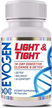 Evogen Light & Tight | GLP-1 Support | 14 Day Colon Cleanser & Detox for Weight Loss | Gut Cleanse | Body Detox Pills for Men & Women | Immune Health, Boost Energy & Improves Nutrient Absorption.