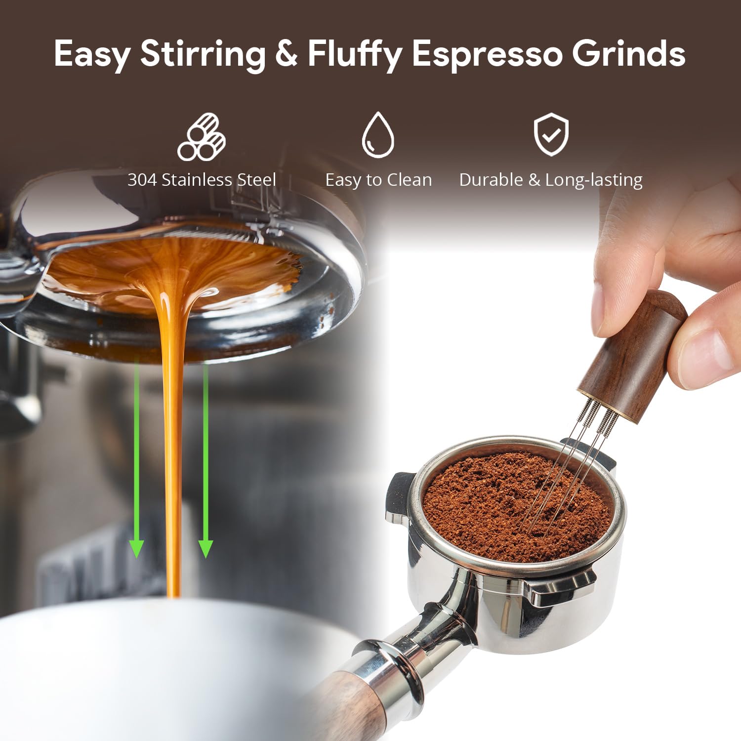 Kit de accesorios de espresso de 51 mm: juego de prensado de espresso, herramientas de café espresso con herramienta WDT, pantalla de disco, embudo dosificador, kit de accesorios para máquina de