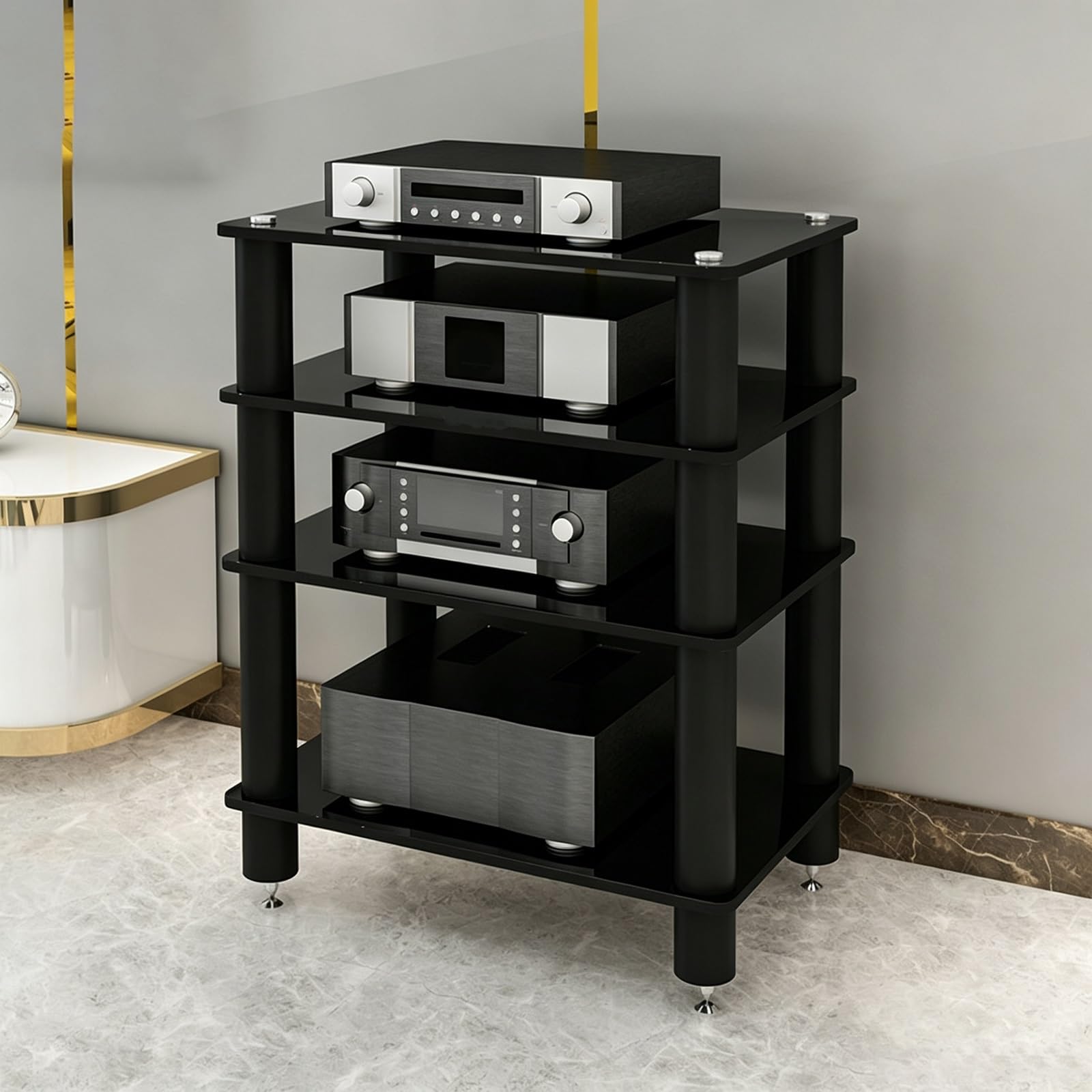 Mueble HiFi antivibración con vidrio templado de alta capacidad para audio