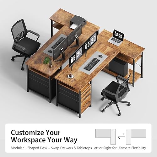 Miniatura 5 de Escritorio para computadora de 55 pulgadas con cajones, escritorios para dormitorios, escritorio con almacenamiento, escritorio de trabajo para