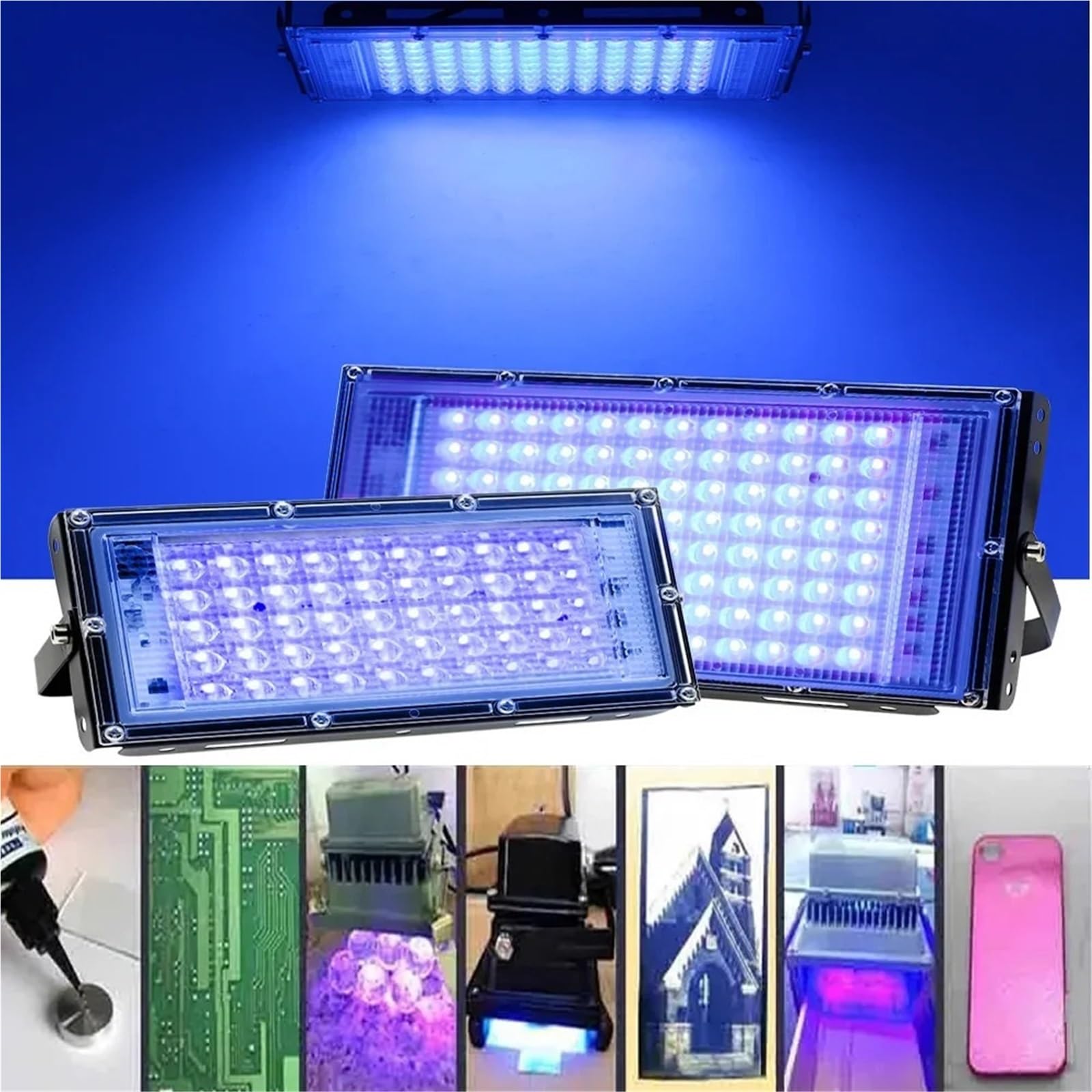 Lampada uv resina, Lampada di polimerizzazione UV ultravioletta con resina a olio verde, colla senza ombre, rilevamento fluorescente da 365 nm, 405 nm, 395 nm, 100 W, 200 W, 300 W(405nm,300W)
