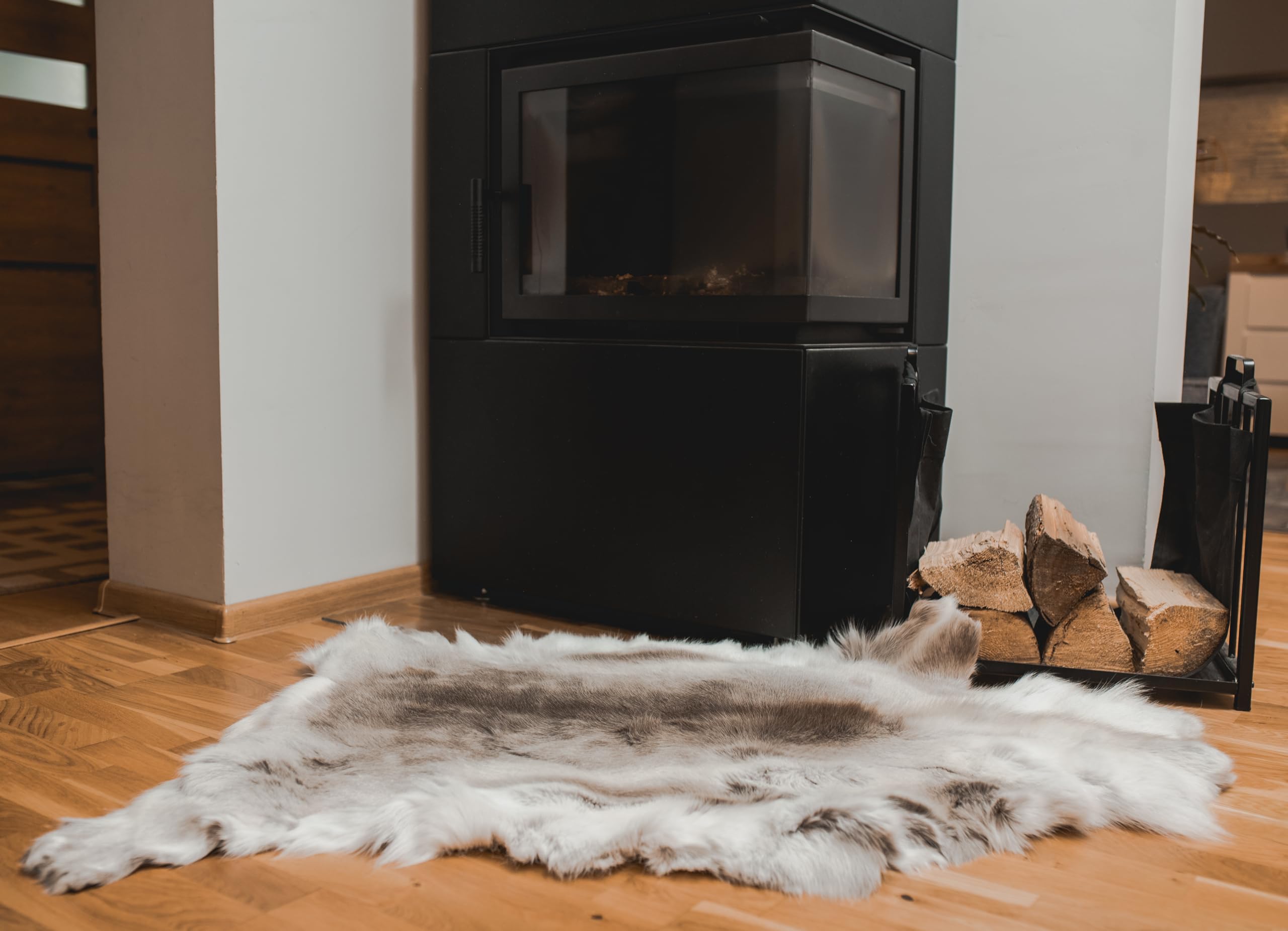 Giant Exclusive Scandinavian Reindeer Natural, Skin Hide Rug, Caribou Hide, Prime Quality 100% Leather, Rentier Hygge (130cm)