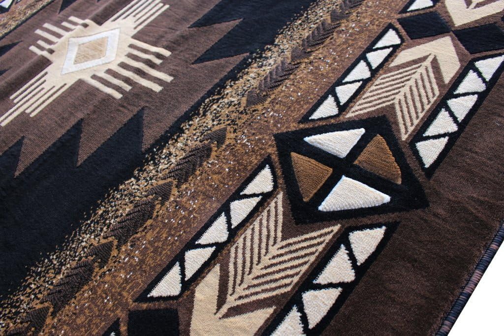 Champion Rugs Southwest Native American Area Rug Black Design #CR127 (24 Inch X 40 Inch Mat)