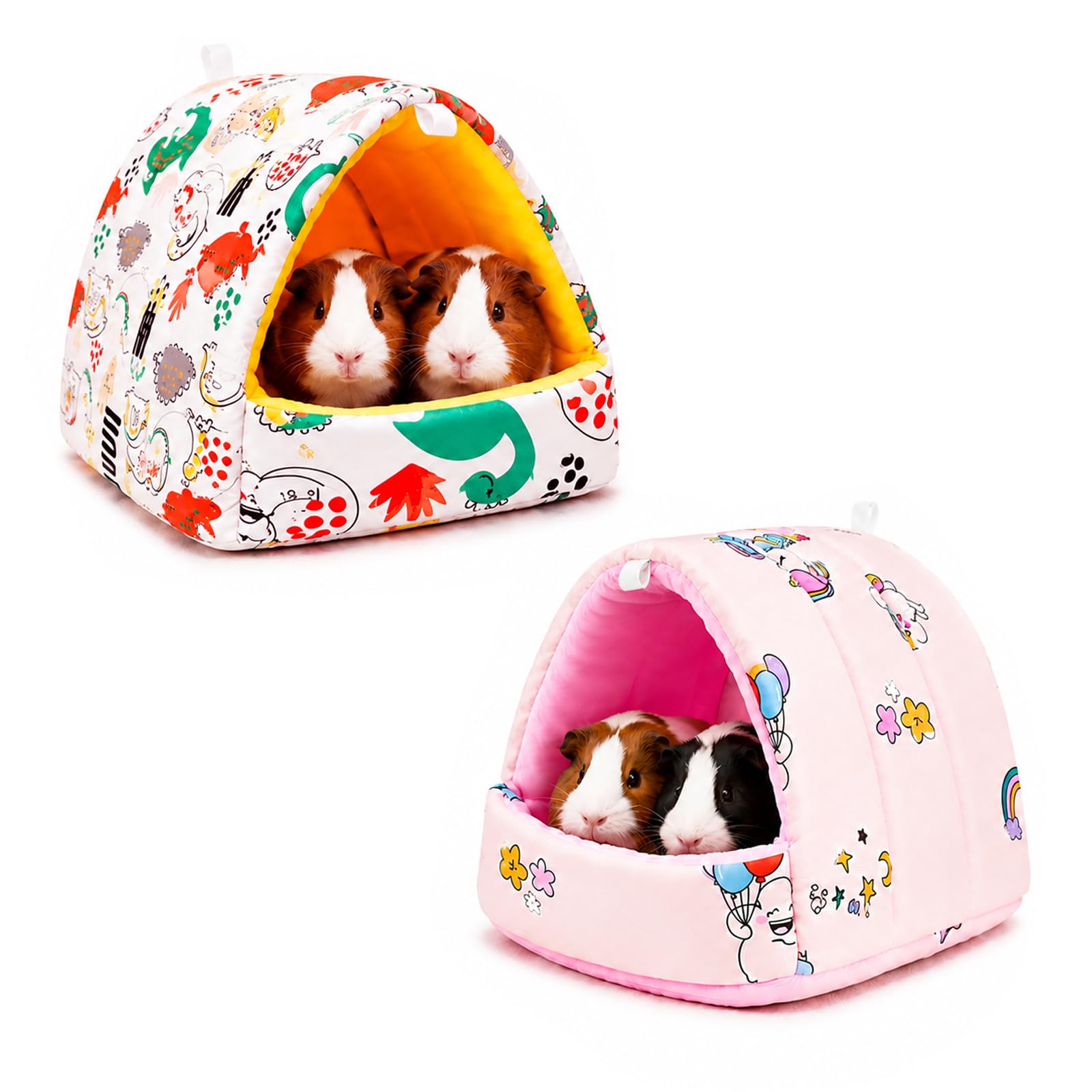 JVHLOV Guinea Pig Bed 2 Pack, Small Animal Hideout Cave Washable House