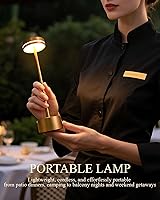 Vista 4 de Paquete de 2 lámparas de mesa LED inalámbricas recargables, 5000 mAh, portátil, funciona con pilas, lámpara táctil de escritorio, luz de mesa