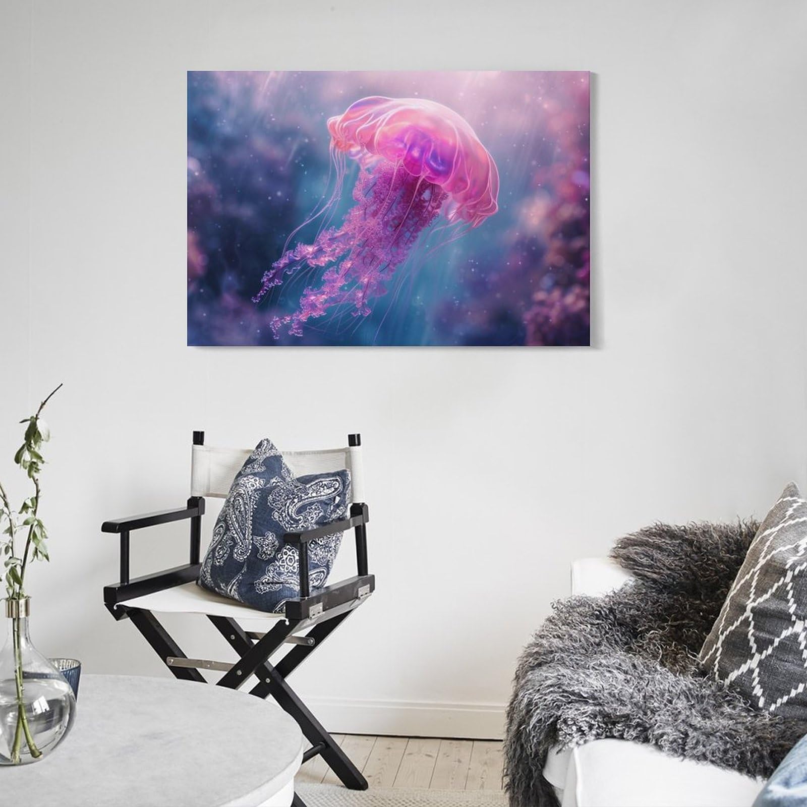Amazon.co.jp: 絵画 ピンクのクラゲ アートパネル ポスター 動物