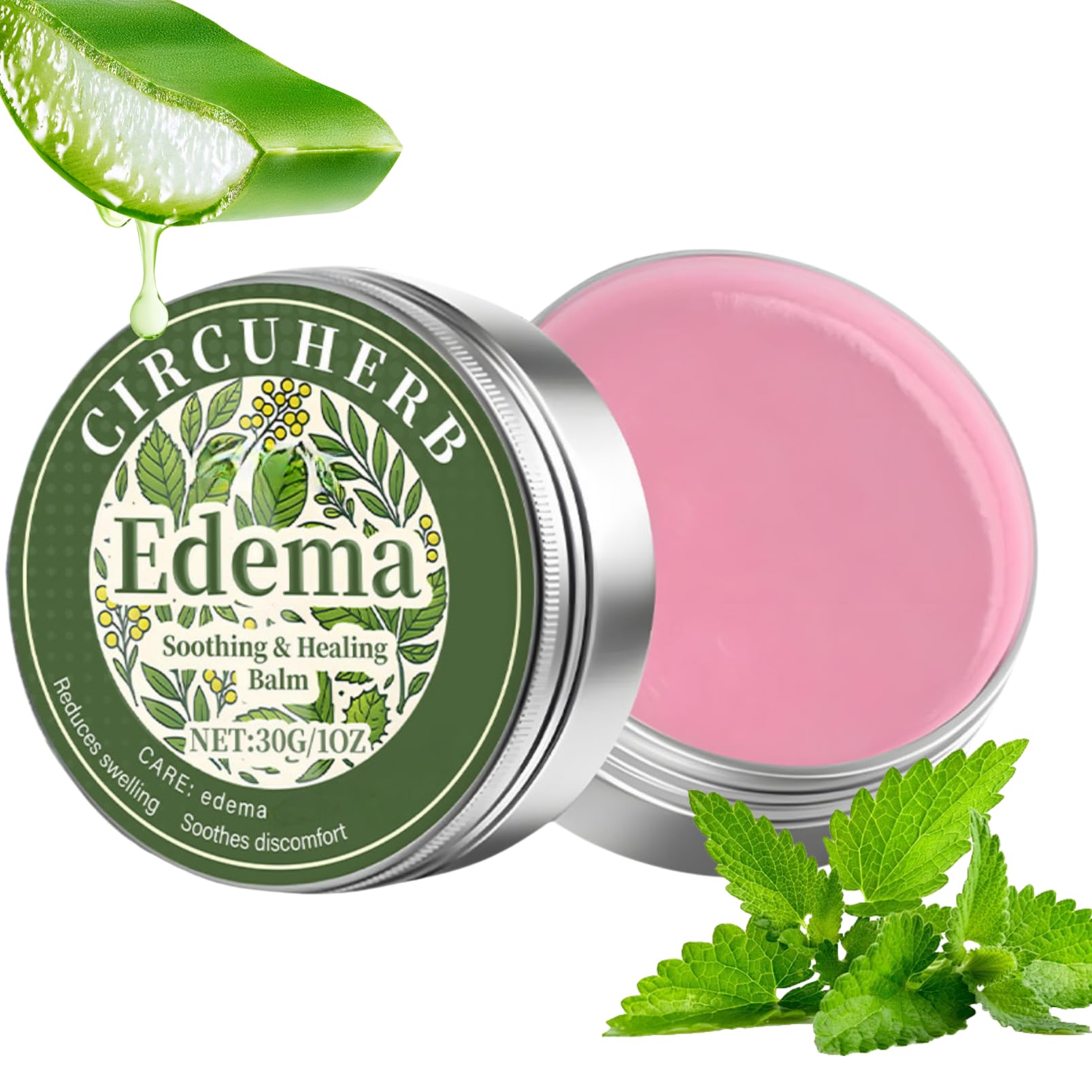 Edema Balm for Legs, Soothing Miracle Balm, Herbal Balms to Reduce Swelling in Feet and Legs, Var-icose V-eins Cream, Body Cream with Natural Ingredients, Vegan Skincare, 30g