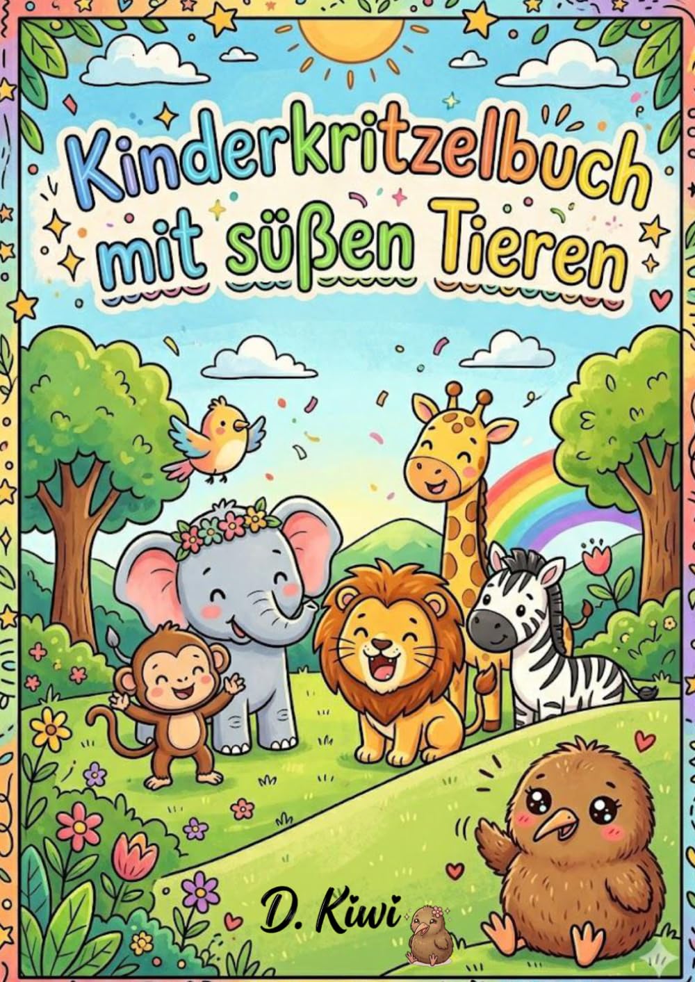 Kinderkritzelbuch mit süßen Tieren