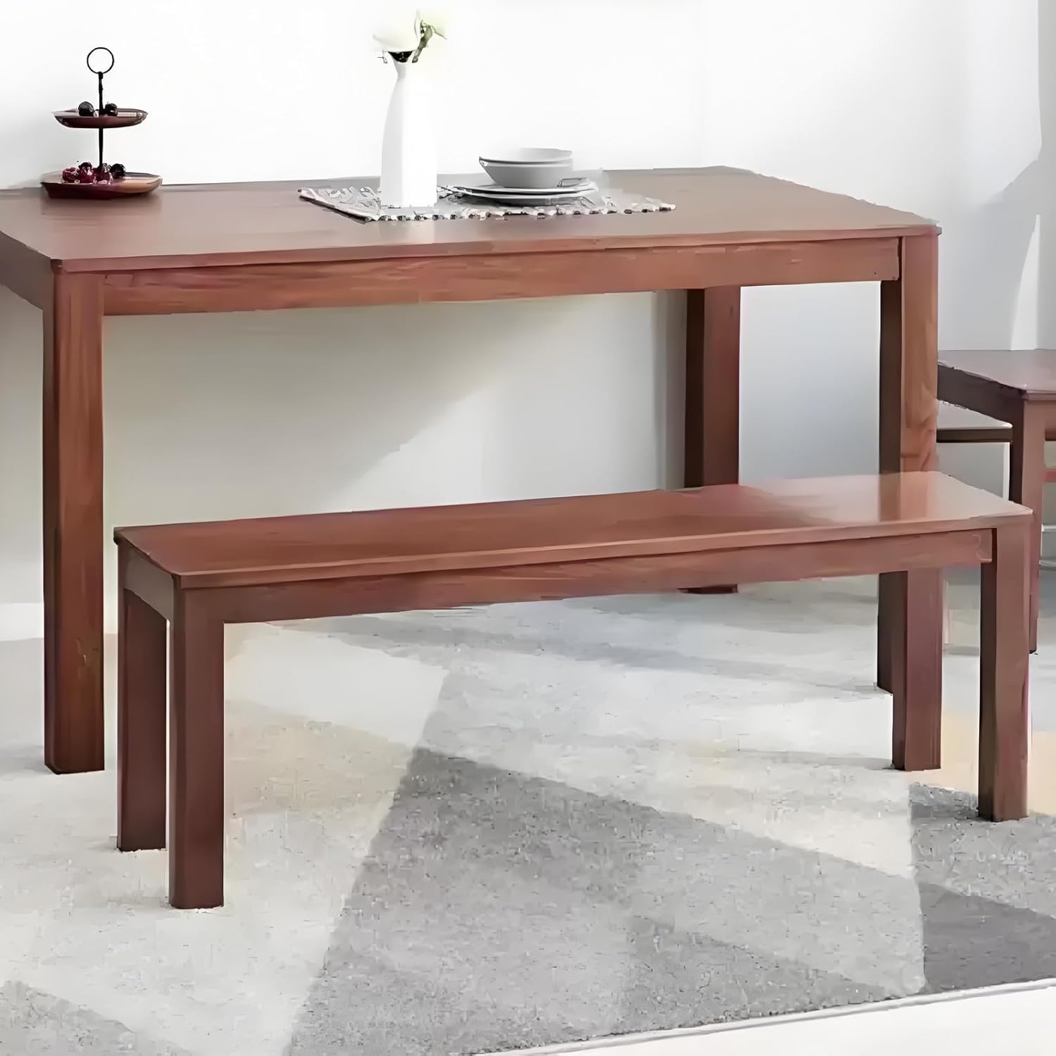 Dining Bench, Wood Bench, Dining Room Bench with Armless, Kitchen Table Bench, Bench end of Bed for Living Room, Hallway, Sturdy and Stable(140cm/55.1in)