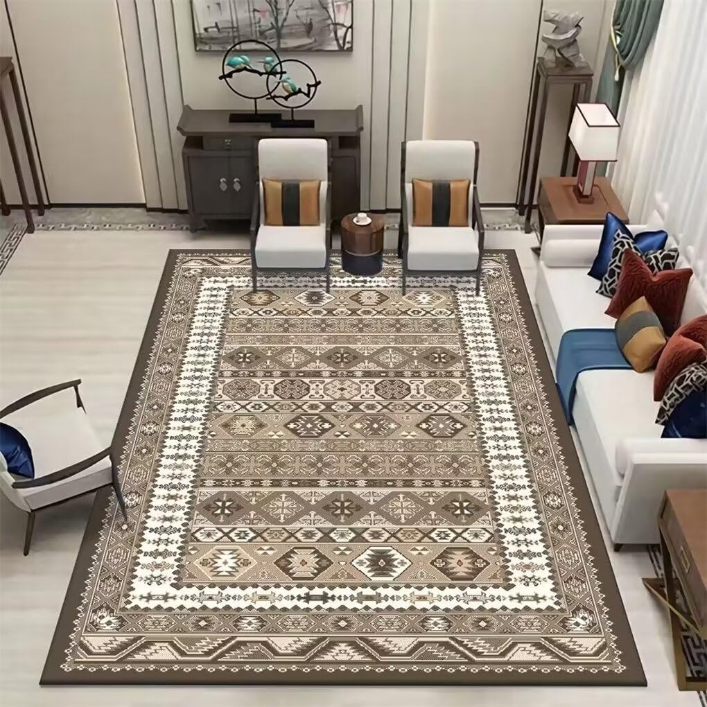 Grand tapis chambre 200x300cm gris au style sticker floral vintage