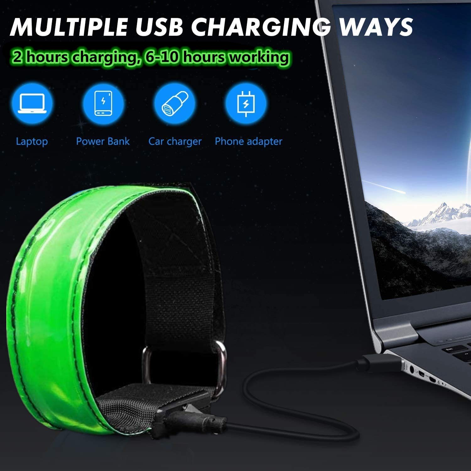 Led Armband 2 Pack - Reflective Running Light For Runners, Rechargeable