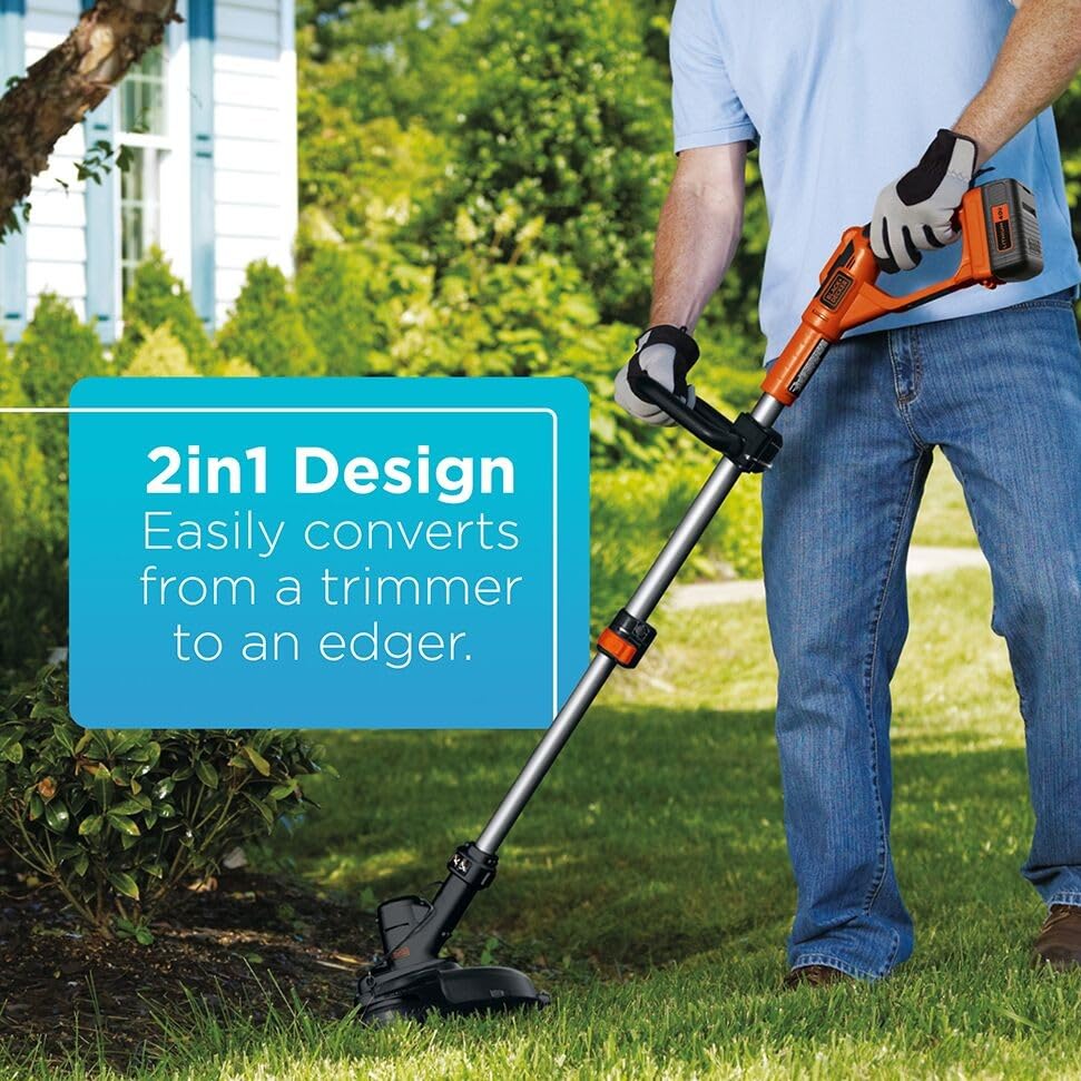 Image of BLACK+DECKER 40V MAX 13 in String Trimmer Edger Cordless with Adjustable Telescoping Pole, 2 in 1 Weed Wacker Lawn Edger, Includes Battery and Charger (LST136)