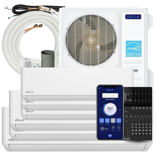 Della DELLA 55K BTU 6 Zone (3x9K+2x12K+18K) Mini Split AC,22.5 SEER2,16ft Kits