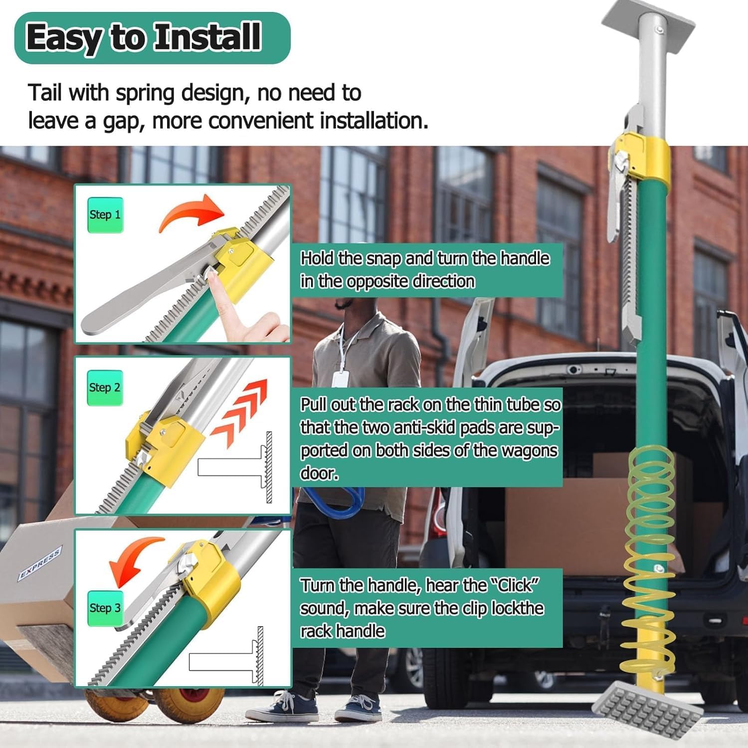 Adjustable Universal Truck Bed Divider Bar/Ratcheting Cargo Bar, Heavy Duty Truck Cargo Bar, with Non-Slip Pad and Spring Design, for Enclosed Van Trailers(Silver-Set of 4)