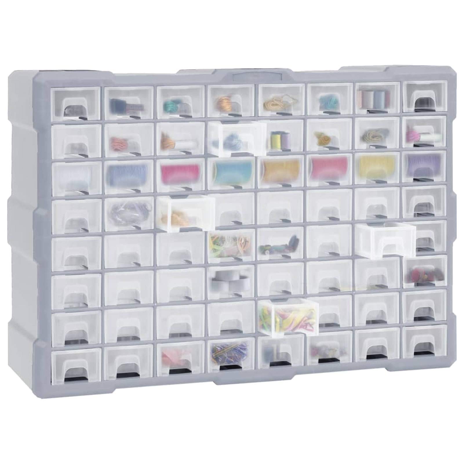 Tidyard Organizador de 64 cajones, caja clasificada, caja de clasificación, caja de tornillos, caja clasificadora para piezas pequeñas, sistema de organización, taller, 52 x 16 x 37,5 cm