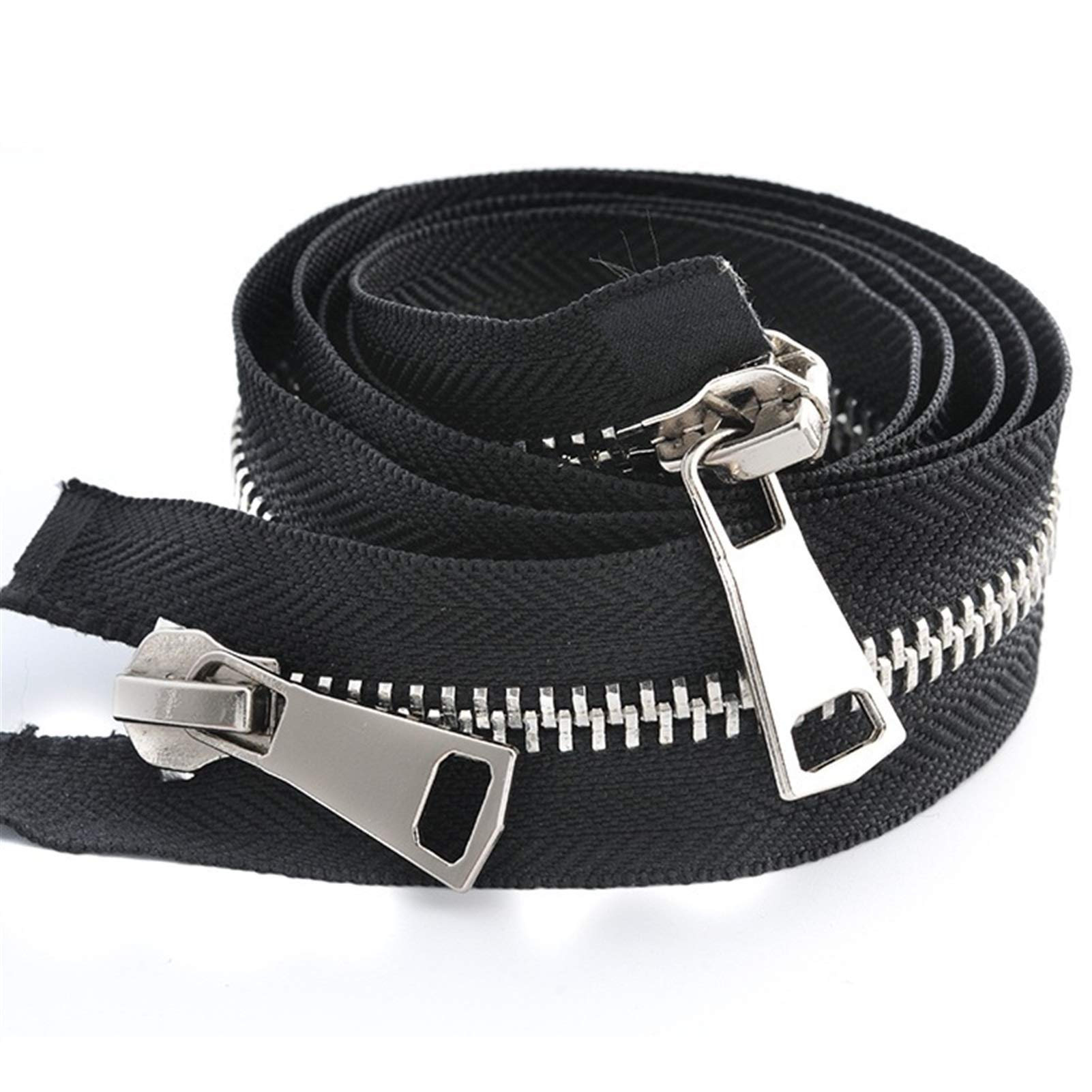 Cremallera para Bolsos, Cremalleras 8# Cremalleras metálicas de Doble Deslizador de Metal, Cremallera de Extremo Abierto ecológica,(80cm)