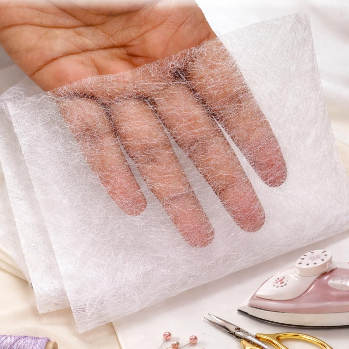 Double Side Fusing Cloth 5 Meter Heat Fusible Interfacing for Blouse, Aari Work, Collars, Cuffs, Bags & Garment Stitching Craft DIY Sewing Material