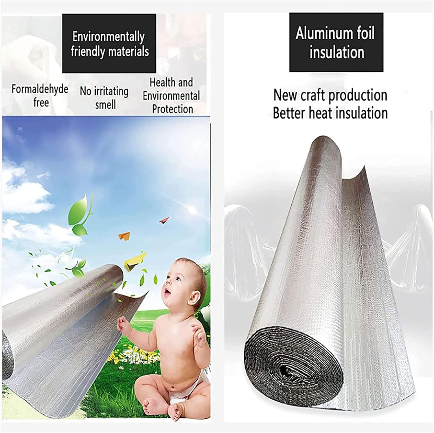 Aislamiento térmico Reflectante Autoadhesivo de Aluminio con Burbujas, Barrera Radiante para áticos, desvanes, Suelos, cobertizos, caravanas, Barcos e invernaderos. (1x9m)