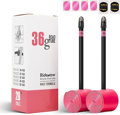 Miniatura 25 de Ridenow 2-Pack Bike Inner Tube for 700/18C-28C, 700/18C-32C,700/28C-38C with 45/65/85 mm Metal &TPU Presta Valves for Road Bikes, Super Light