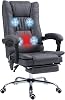 Vinsetto Office Chair with Vibration Massage Ergonomic Executive Chair with Lumbar Warmer Reclining Function Footrest Height-Adjustable Microfibre Desk Chair Swivel Chair with Side Pocket Dark Grey