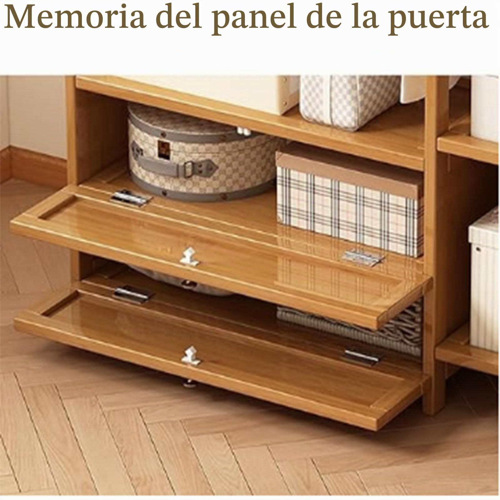 Percha de bambú Abierta, Armario Estable Multifuncional, con cajones y Ganchos de Ropa, Adecuada para dormitorios, vestuarios (Door 80cm/32in#)