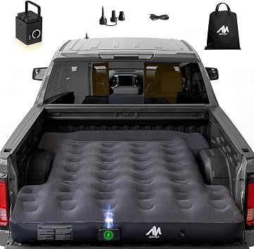 AYAMAYA Truck Bed Air Mattress with Built-in Cordless Rechargeable Pump, Inflatable Mattress with Pillow for 6-6.5ft Full Size Short Truck Beds, Portable Pickup Airbed for Outdoor Camping, Road Trip